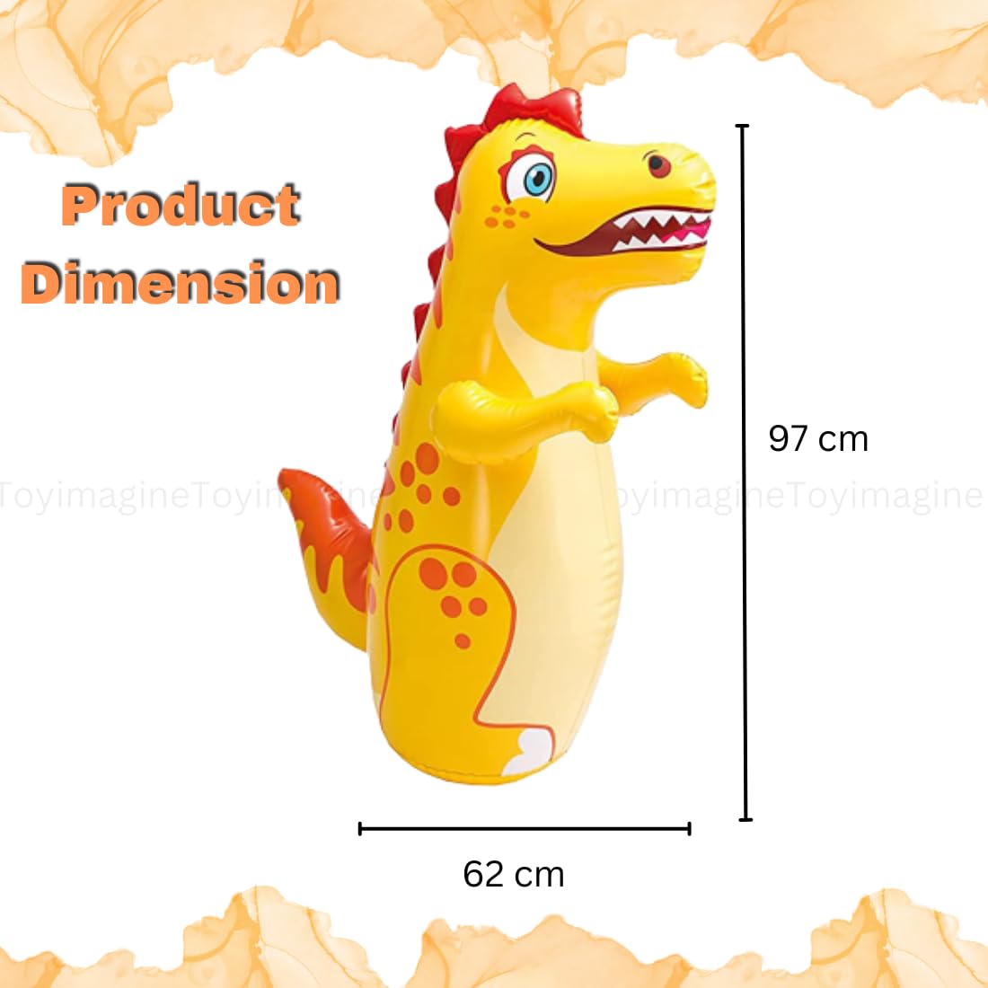 Toy Imagine Inflatable Dinosaur Punching Bag for Kids - 97 cm Tall Bounce Back Action Toy, Leak-Proof Water Base for Stability, Fun Indoor & Outdoor Play