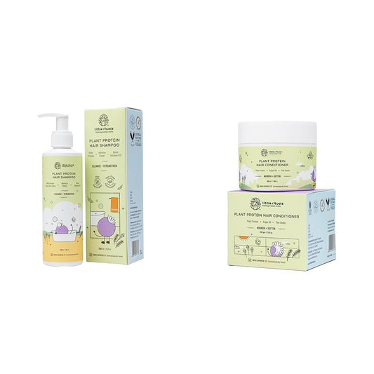 Little Rituals Plant Protein Tear Free Baby Shampoo with Chlorine & Hard Water Protection - 200 ml and Plant Protein Conditioner for Baby and Kids - 200 g