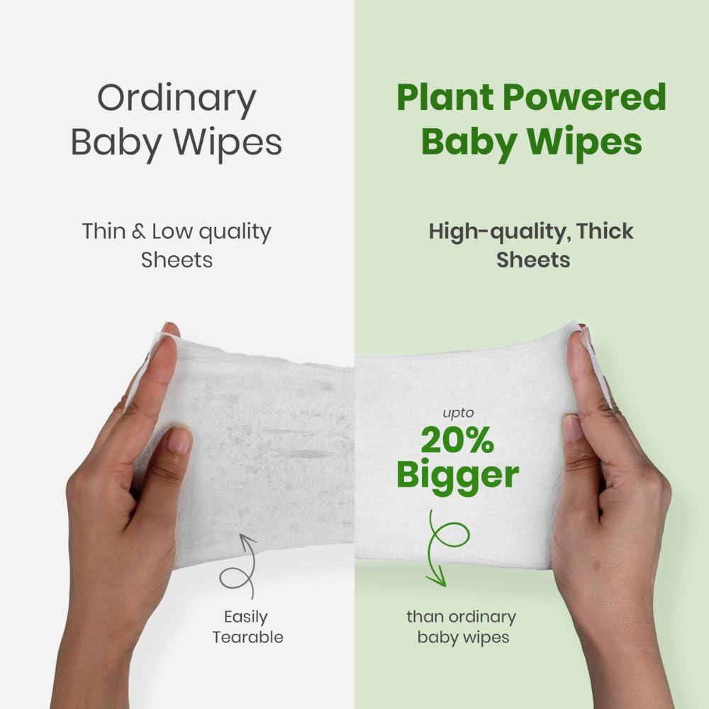 Mother Sparsh Natural Care Water Baby Wipes 60 Pcs (Pack of 9)I 100% Plant Made Fabric From Forest Land | Fresh+Cleanse (with Cucumber) Plant Powered Water Wipes For Baby I Cotton Cloth Like Bigger Sheets