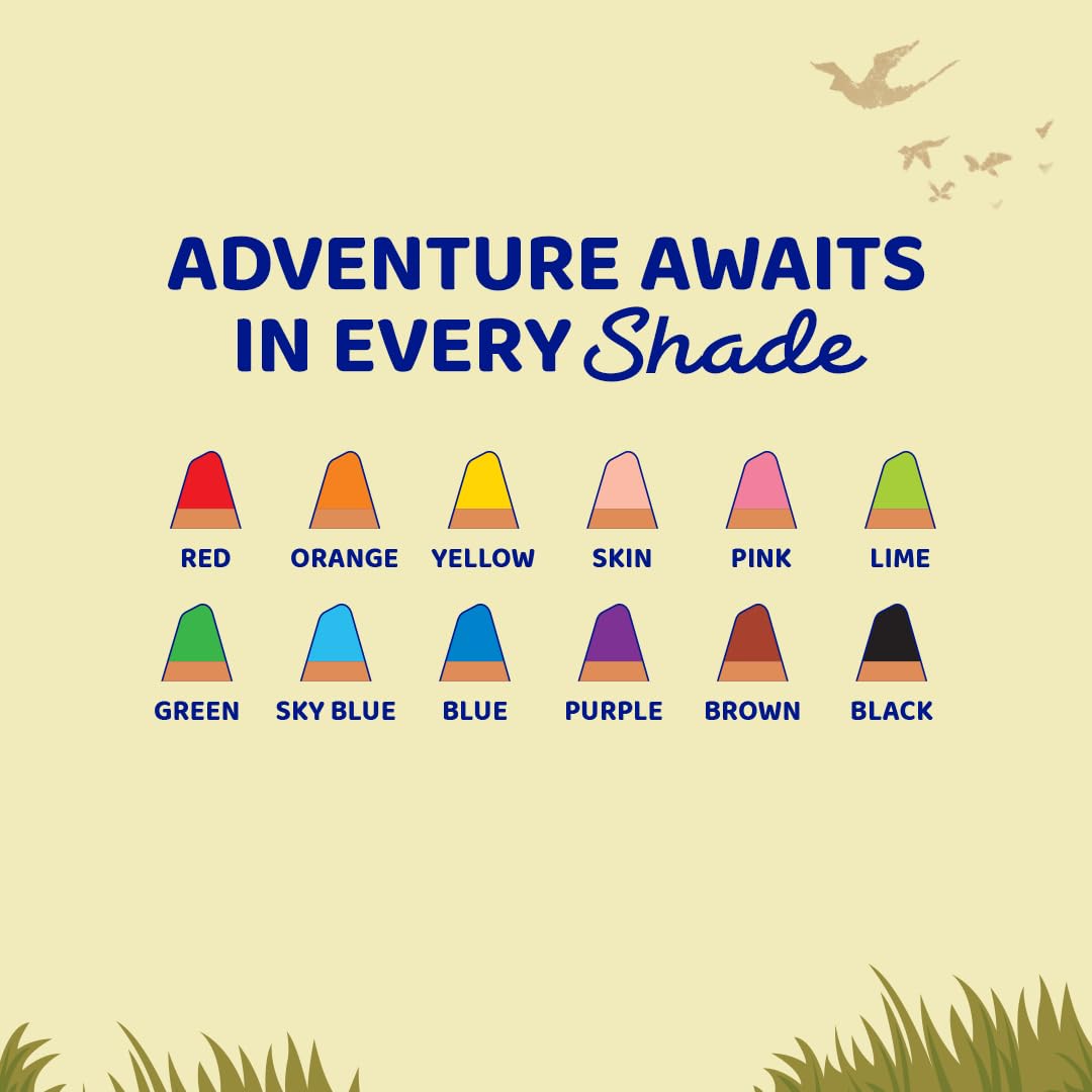Fevicryl YUDU 3-in-1 Colour Pencils | 12 Shades | Colour Pencil, Crayon & Water Colour in 1 | Easily Washable, Non-Toxic & Safe for Kids 6-12yrs | Ideal Gift for Kids
