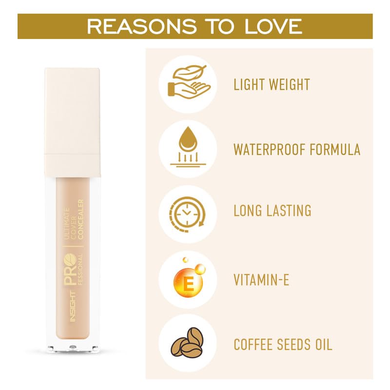 INSIGHT Professional Ultimate Cover Concealer (MN-18) | Lightweight, Long-Lasting & Waterproof | Enriched with Vitamin E & Coffee Seed Oil - 20g (Pack of 2)