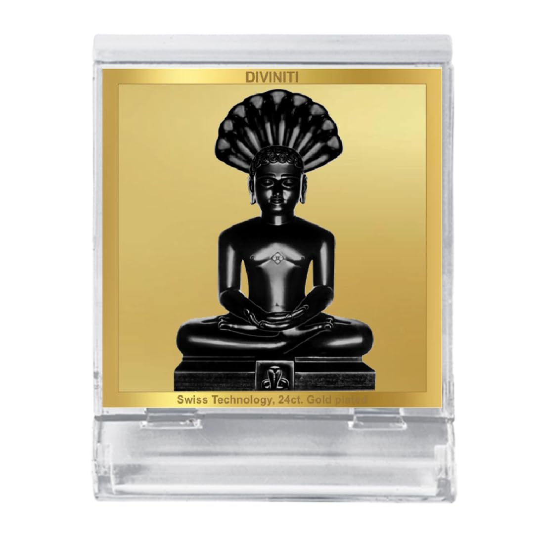 DIVINITI 24K Gold Plated Religious Car Dashboard Frame | Premium God Idol Frame for Car, Home Mandir & Office Table | Spiritual Gift, Decorative Showpiece | Parshvanath