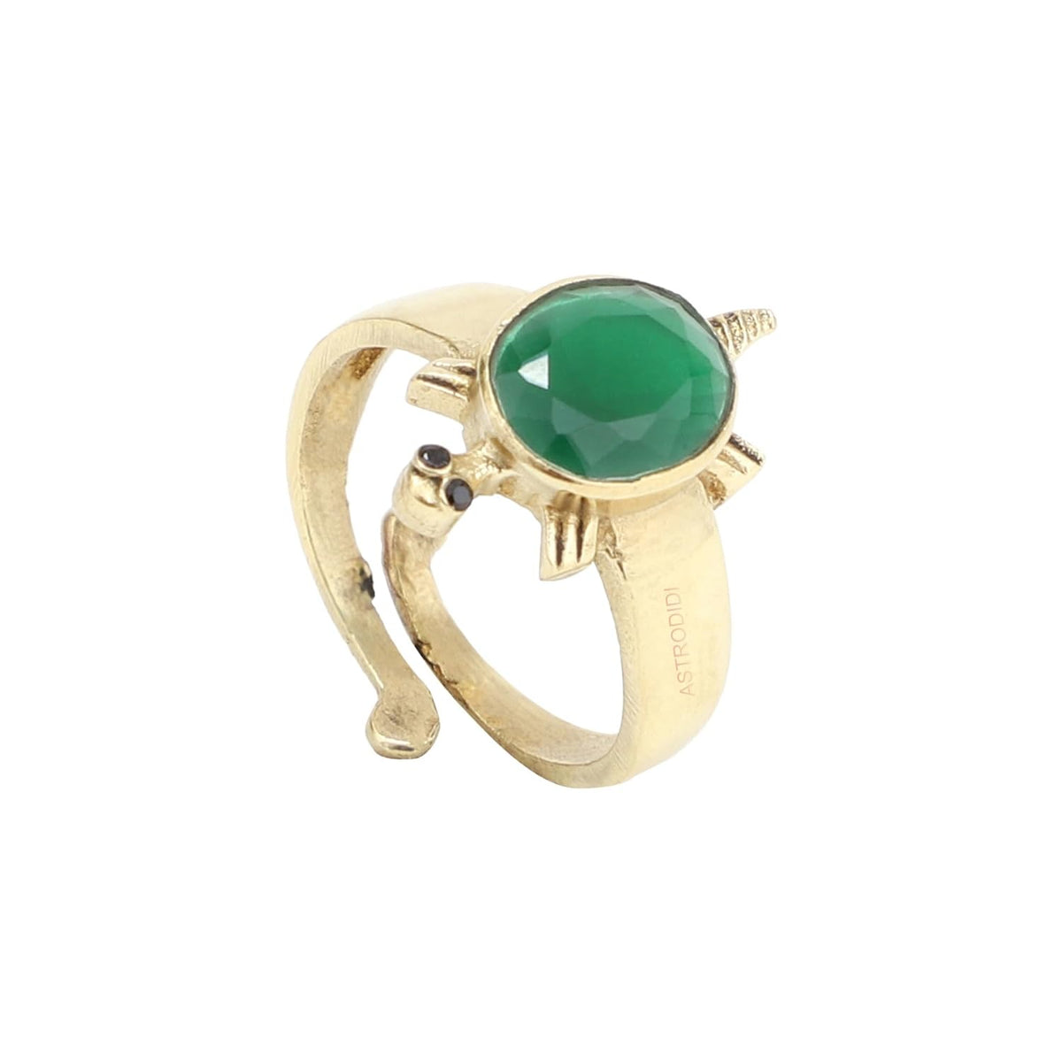 ASTRODIDI Green Zircon Stone Tortoise Ring | Adjustable Brass Kachua Turtle Meru Fashion Ring For Men Women Boys and Girls