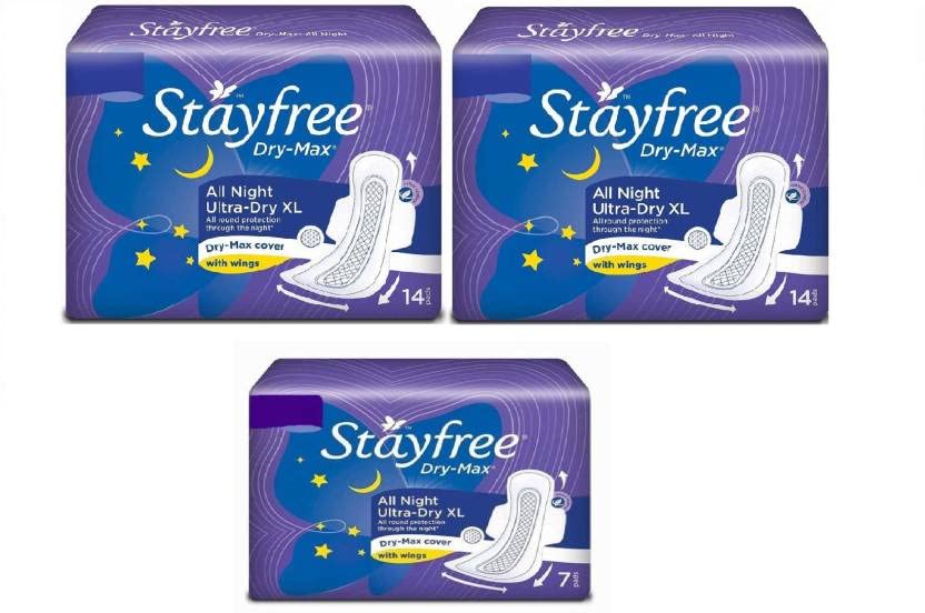 STAYFREE Dry Max all Nights 14+14+7 Pad Sanitary Pad (Pack of 35)