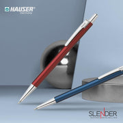 Hauser Slender Designer Metal Ball Pen Box Pack | Attractive Color Body With Stylish Metal Clip |Smooth Refillable Pen With Smudge Free Writing | Ideal For Gifting | Blue Ink, Pack of 1