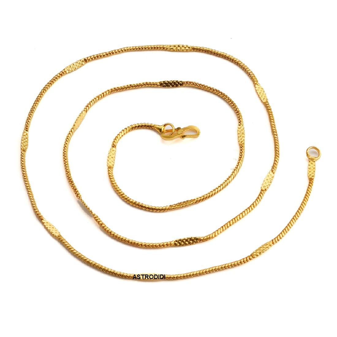 ASTRODIDI Gold Plated Chain | 24 Inch Stylish Light Weighted Golden Brass Neck Chain For Girls Women Men Boys (CHAIN-BALA-02)