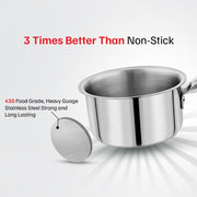 Vinod – Claro Heavy Gauge Stainless Steel Sauce Pan (Plain), 1.5 mm – Capacity 2 LTR (18cm)
