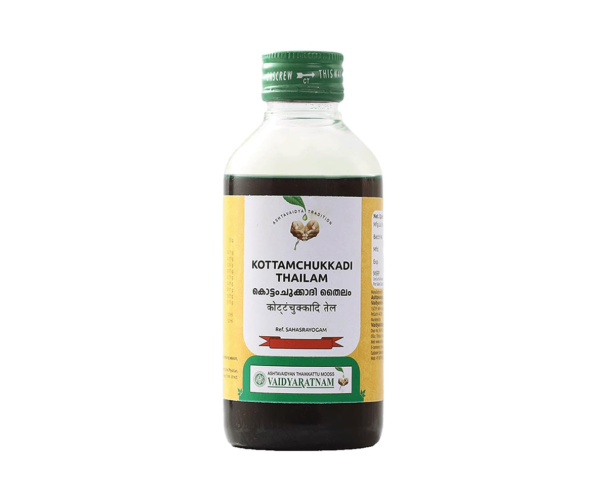 Vaidyaratnam Kottamchukkadi Thailam | Herbal Massage Oil for Joint Support, Muscle Relief & Flexibility