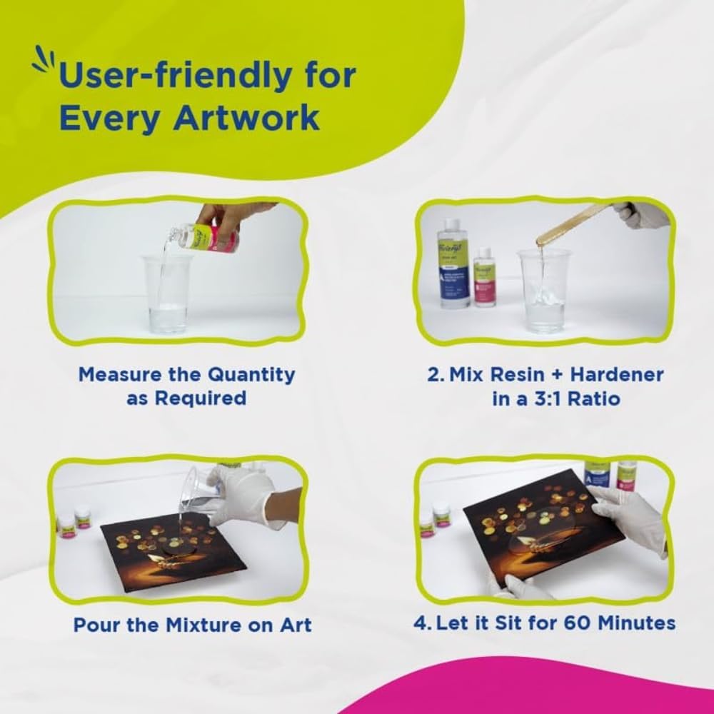 Fevicryl Epoxy Resin Art Kit, 1200g | Non-Toxic, Long Lasting, Smooth Finish | Easy to use | Suitable for Making Jewellery, Coasters and DIY Craft | Ideal for Hobbyists, Artists & Gifting