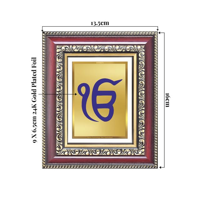 DIVINITI Ik Onkar 24K Gold Plated Foil Wall and Tabletop Photo Frame for Home Décor, Puja Room, Luxury Gifting | DG Frame 105 S1 (16x13.5 CM)