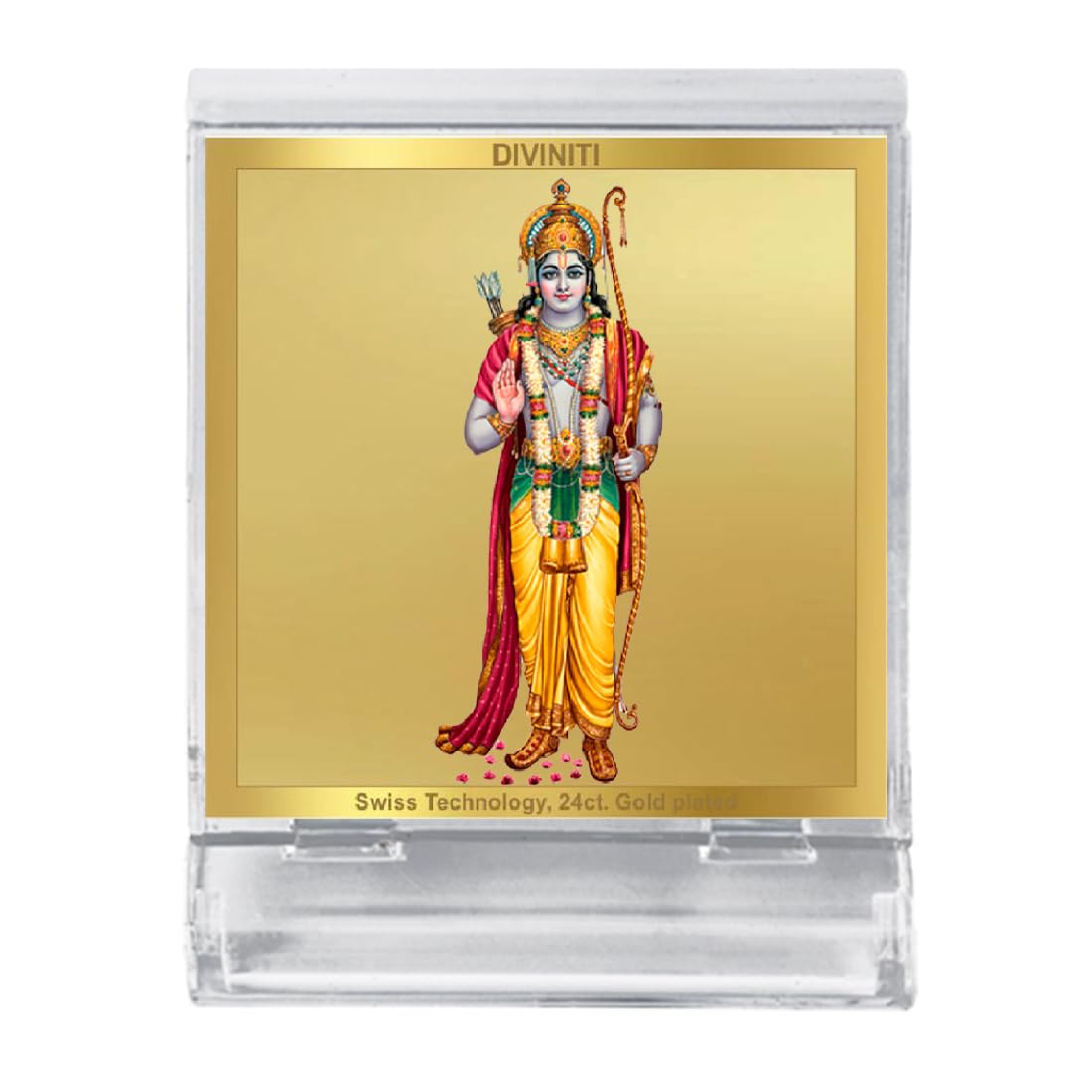 DIVINITI Ram Photo Frame for Car Dashboard, Table Decor| ACF 3A Acrylic Classic Ram and 24K Gold Plated Foil| Religious Frame Idol for Pooja, Worship, Gifts Items (5.8 CM X 4.8 CM)