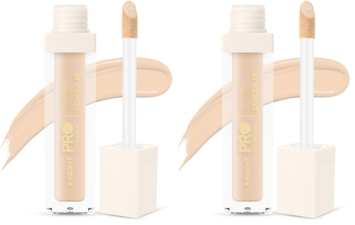 INSIGHT Professional Ultimate Cover Concealer (LN-10) | Lightweight, Long-Lasting & Waterproof | Enriched with Vitamin E & Coffee Seed Oil - 20g (Pack of 2)