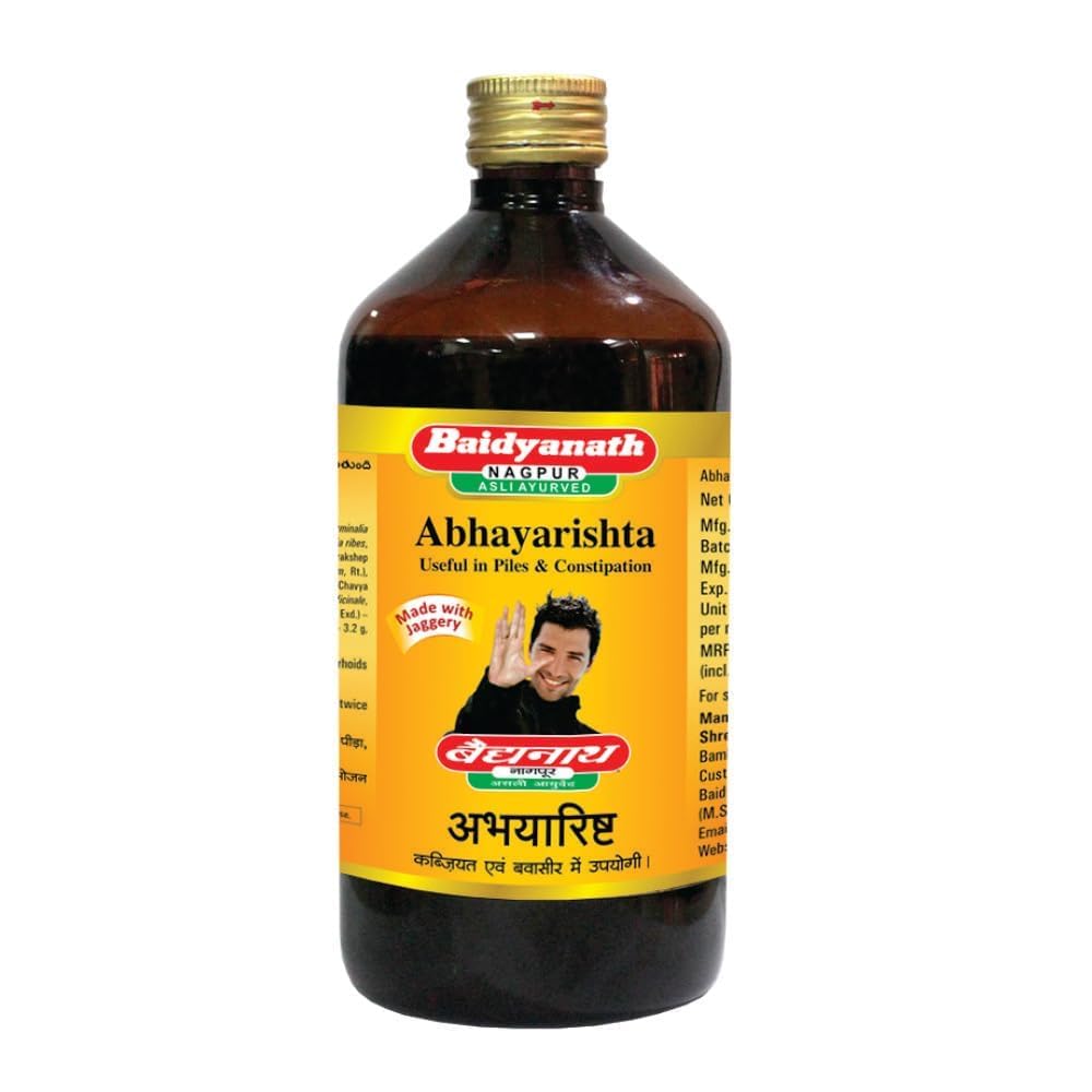 Baidyanath Asli Ayurved Abhyarishta Syrup with Jaggery, 450 ml – Effective Piles & Constipation Relief Tonic