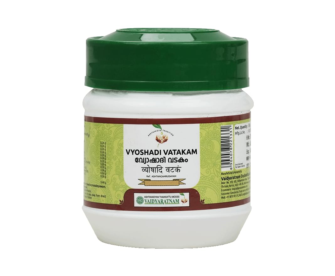 Vyoshadi Vatakam 50 GM – Ayurvedic Herbal Supplement for Cough, Cold, and Respiratory Support – Natural Throat Soother by VAIDYARATNAM