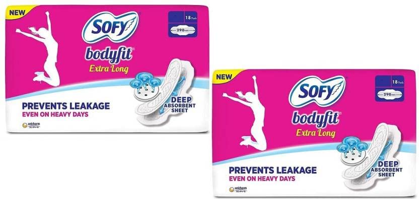 SOFY Bodyfit Extra Long- 18+18 Counts Sanitary Pad (Pack of 36)