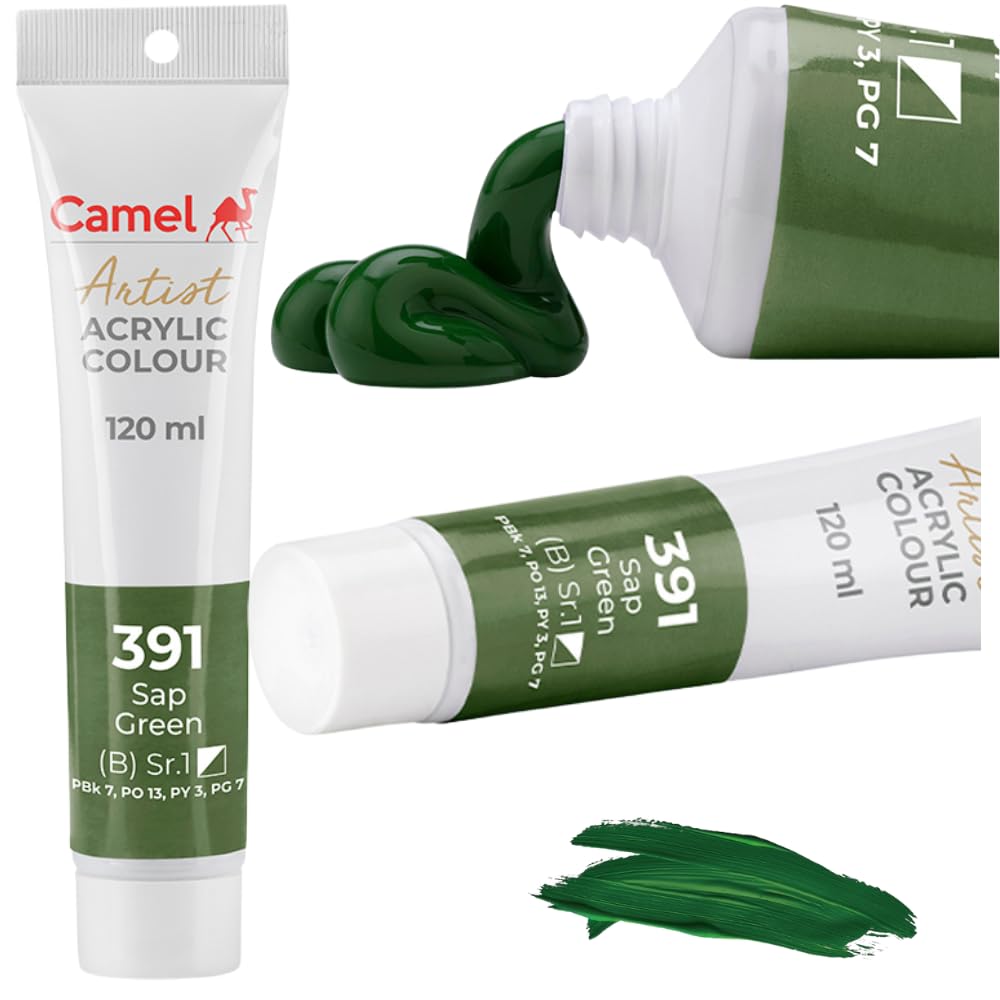 Camel Camlin Kokuyo Artist Acrylic Colour Tubes 120ml Sap Green 391