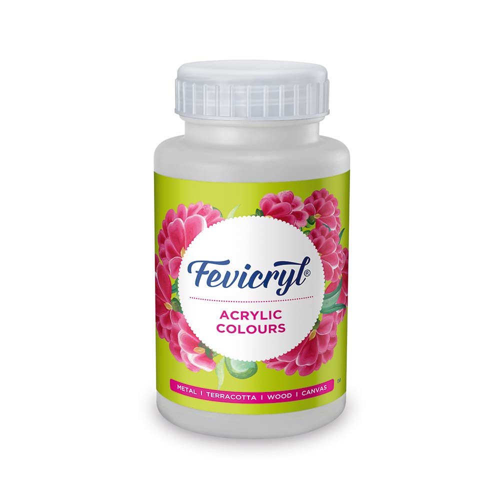 Fevicryl Acrylic Colour 500ml Pink & White, Non-Cracking, Rich Pigment for Canvas, Wood, Leather, Earthenware, Metal, DIY Art & School Projects
