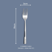 Parage 6 Pieces Stainless Steel Table Forks Set for Home & Kitchen, Fruit Fork, Dining Table, Shiny and Sturdy Handle Big Fork 18 cm, Silver