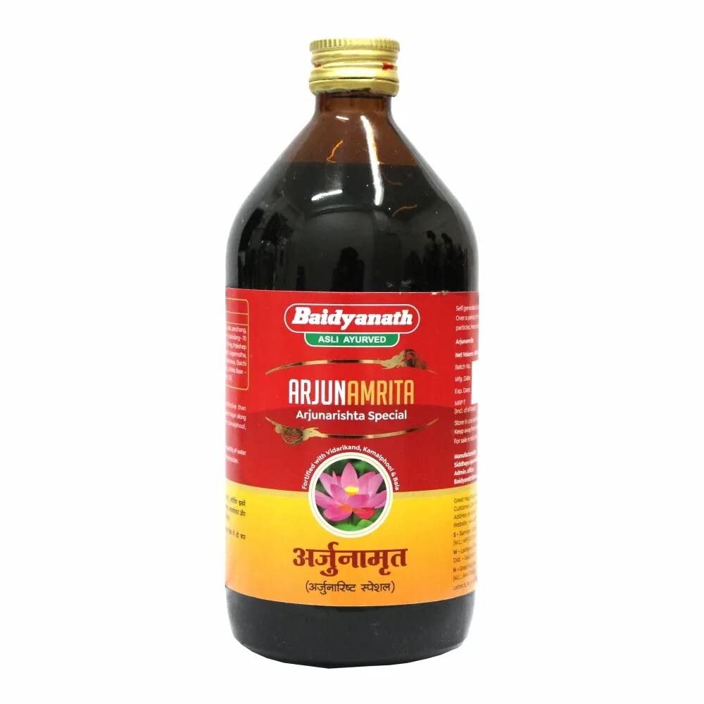 Baidyanath Asli Ayurved Arjunamrita - 450ml | Ayurvedic Herbal Tonic with Arjuna, Vidarikand & Kamal Phool | Traditional Wellness Support