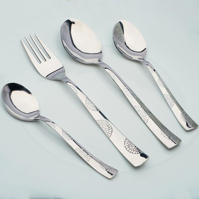 Parage 18 Pieces Premium Stainless Steel Cutlery Set, Home & Kitchen with Gift Box (6 Pieces Each Table Spoons, Table Forks & Tea Spoons) with Leatherite Box