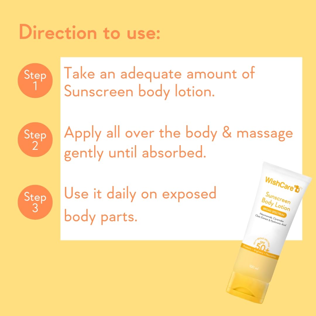 WishCare Sunscreen Body Lotion SPF 50 PA++++, In-Vivo Tested Body Sunscreen, 100ml