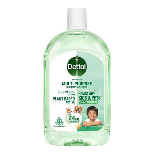 Dettol Plant-Based Disinfectant Liquid 550ml, Tea & Fresh Citrus Fragrance – Kids Safe & Pet Friendly | Multi-Purpose Cleaner for Floor & Laundry | Kills 99.99% Germs