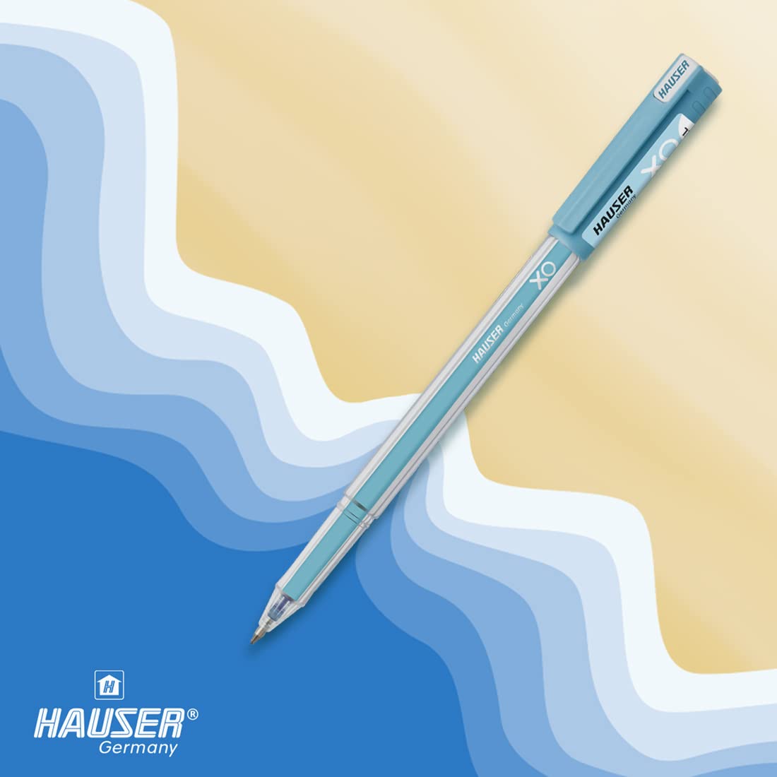 Hauser Germany Xo Jumbo Gel Pen Box Pack|0.6 Mm Tip Size|Water Proof Ink For Smooth Flow System|Comfortable Grip With Smudge Free Writing|Smooth,Sturdy&Refillable Pen|Blue Ink,Pack Of 20 Pens