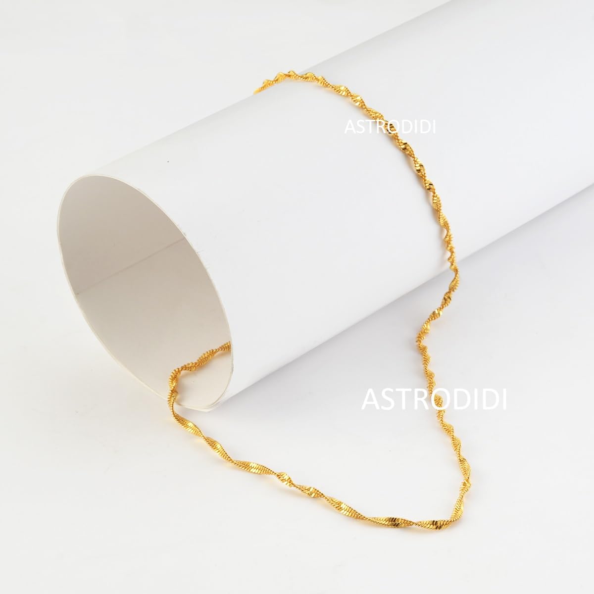 ASTRODIDI Gold Plated Chain | 24 Inch Stylish Light Weighted Golden Brass Neck Chain For Girls Women Men Boys (MHC-01)