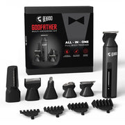 BEARDO Godfather Premium Trimmer Kit for Men | Full Body Grooming Kit with 6 Magnetic Attachments | 8000 RPM Motor, 120 Min Runtime, Travel Lock | Self-Sharpening Blades, Aluminium Body