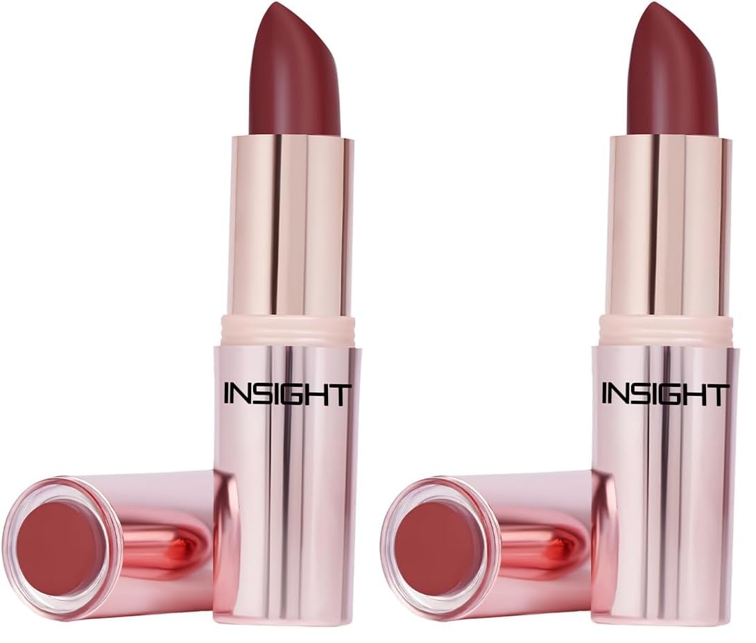 INSIGHT Hydra Fix Lipstick - Muted Dahlia| Semi Matte Finish | One Swipe Intense Pigmentation | Long Lasting | Lightweight | Hydrating Non Drying Formula - 4.2g (Pack of 2)