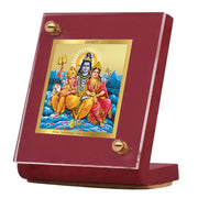 DIVINITI 24K Gold Plated Religious Car Dashboard Frame | Premium God Idol Frame for Car, Home Mandir & Office Table | Spiritual Gift, Decorative Showpiece | Shiv Parivar