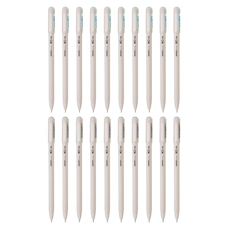 Hauser XO Gel Pen Combo Pack | Matt Finish Body With Ultra Durable Tip | 10 Pcs Blue Ink & 10 Pcs Black Ink