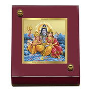 DIVINITI 24K Gold Plated Religious Car Dashboard Frame | Premium God Idol Frame for Car, Home Mandir & Office Table | Spiritual Gift, Decorative Showpiece | Shiv Parivar