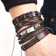 Shining Diva Fashion Genuine Leather Bracelet Wraps Casual Skin Friendly Bracelets for Men Boys