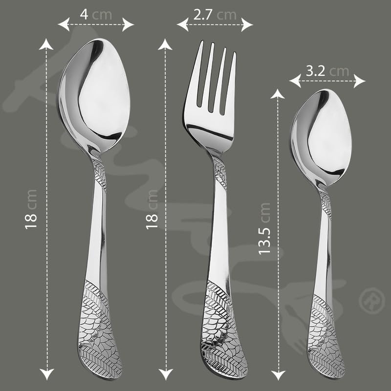Parage 18 Pieces Premium Stainless Steel Cutlery Set, Home & Kitchen with Gift Box (6 Pieces Each Table Spoons, Table Forks & Tea Spoons) with Leatherite Box (Imperial Design)