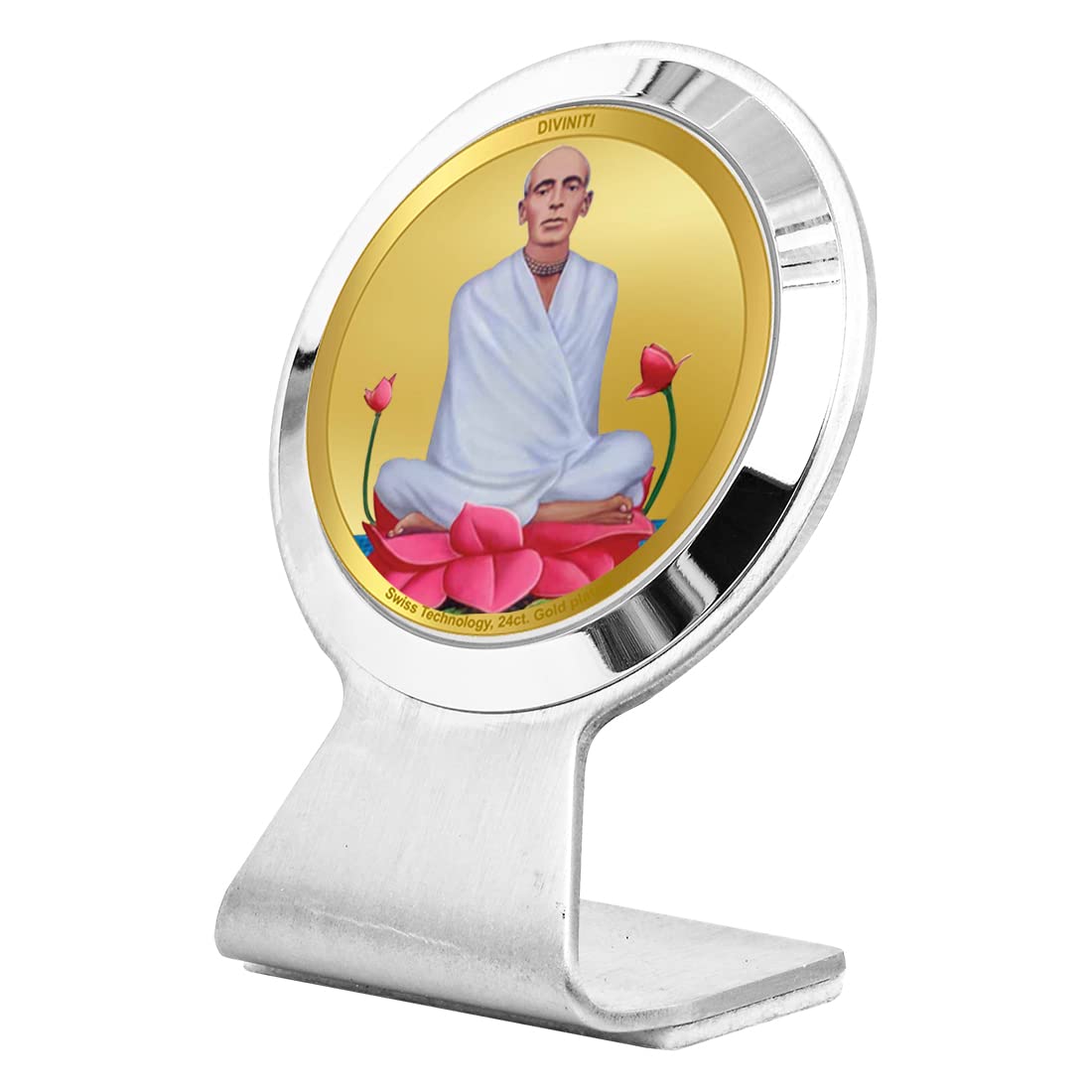 DIVINITI 24K Gold Plated Religious Car Dashboard Frame | Premium God Idol Frame for Car, Home Mandir & Office Table | Spiritual Gift, Decorative Showpiece | Ram Thakur