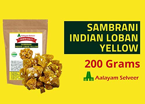 Aalayam Selveer Pure & Natural Fragrance Yellow Paal Sambrani | Premium Indian Loban Dhoop | Original Gum Benzoin | Yellow Katti Sambrani (200g)