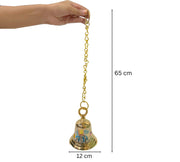 DSH Brass Wall Hanging Bell for Home Mandir Temple Living Room Brass Pooja Bell for Festival Home Decoration Puja Bell. (White, 6.5 Inch)