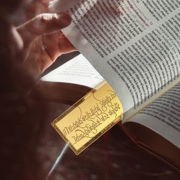 Diviniti 24K Gold Plated Gayatri Mantra Bookmark with Tassel String | Premium Religious Book Marker | Hindu Spiritual Gift for Prayer, Bhagavad Gita & Devotional Reading | Size 10 x 4 cm