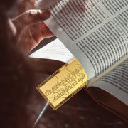 Diviniti 24K Gold Plated Gayatri Mantra Bookmark with Tassel String | Premium Religious Book Marker | Hindu Spiritual Gift for Prayer, Bhagavad Gita & Devotional Reading | Size 10 x 4 cm