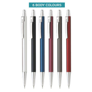 Hauser Slender Designer Metal Ball Pen Box Pack | Attractive Color Body With Stylish Metal Clip |Smooth Refillable Pen With Smudge Free Writing | Ideal For Gifting | Blue Ink, Pack of 1