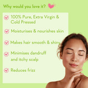 WishCare® 100% Pure Premium Cold Pressed Olive Oil for Hair & Skin - 200ml