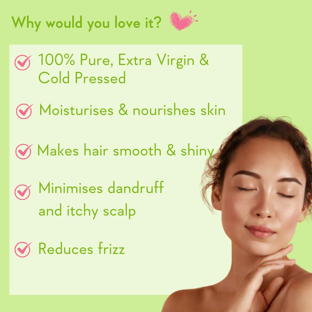 WishCare® 100% Pure Premium Cold Pressed Olive Oil for Hair & Skin - 200ml (Pack of 2)