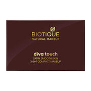 Biotique Acne Prone Natural Makeup Diva Satin Smooth 3-in-1 Compact Makeup, Almond Glow, 9g, Brown