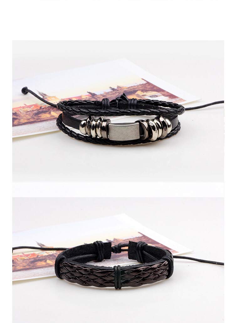 6pcs Latest Collection Genuine Leather Bracelet Wraps Casual Wear Skin Friendly Stylish Bracelets for Men Boys by Shining Diva Fashion