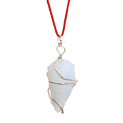 AstroDidi Opalite Stone Raw Rough Wire Wrapped Pendant