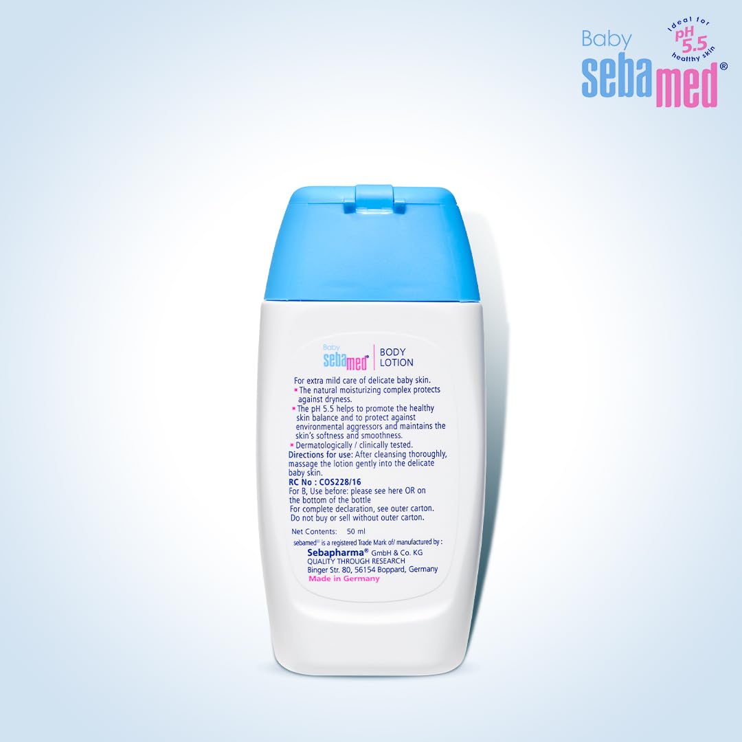 Sebamed Baby Body Lotion 50 ml|Ph 5.5|Camomile & Allantoin| Dermatalogically tested| Sensitive skin (Pack of 2)