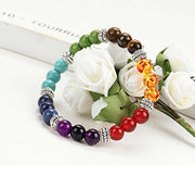 Shining Diva Fashion Spiritual 8mm Lava Rock Beads with 7 Chakra Evil Eye Stylish Unisex Bracelet