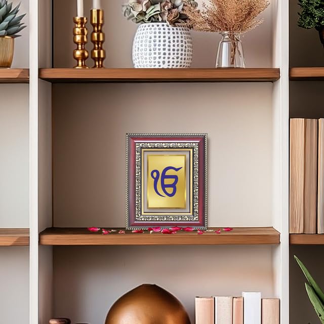 DIVINITI Ik Onkar 24K Gold Plated Foil Wall and Tabletop Photo Frame for Home Décor, Puja Room, Luxury Gifting | DG Frame 105 S1 (16x13.5 CM)