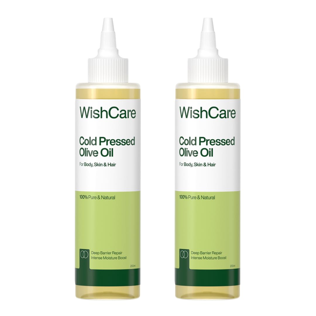 WishCare® 100% Pure Premium Cold Pressed Olive Oil for Hair & Skin - 200ml (Pack of 2)